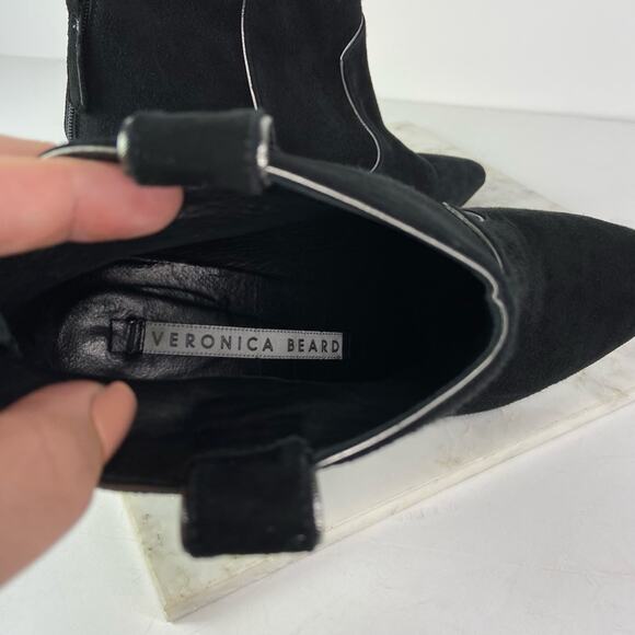 Veronica Beard Lexi Ankle Boots Western Heeled Bootie Black Suede  EU 36 $450 - Picture 10 of 10